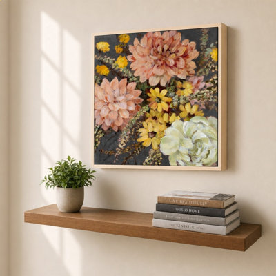 Daises and Dahlias on Black by Lanie Loreth - Graphic Art on Canvas