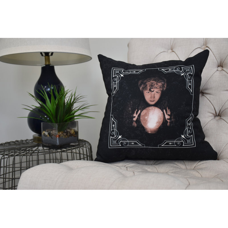 Oreiller carré Witches Brew, Blanc / Noir, 26 po x 26 po