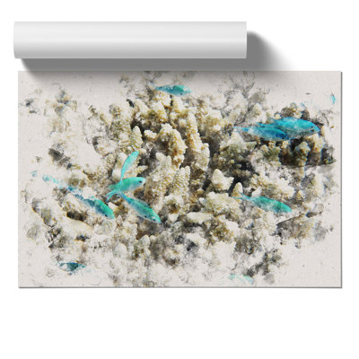 Coral Reef and Blue Fish Watercolour - Unframed Graphic Art