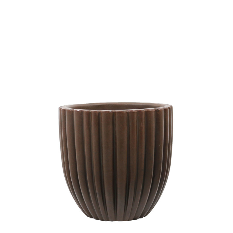 Atene ECOBO EcoFreindly Round Pot Planter, Onda IndoorOutdoor use, Four season Use, Brown, 15.7" H x 15.7" W x 15.7" D