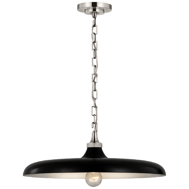 Thomas O'Brien Piatto Pendant, Aged Iron, 7" H x 18" W x 18" D, Polished Nickel