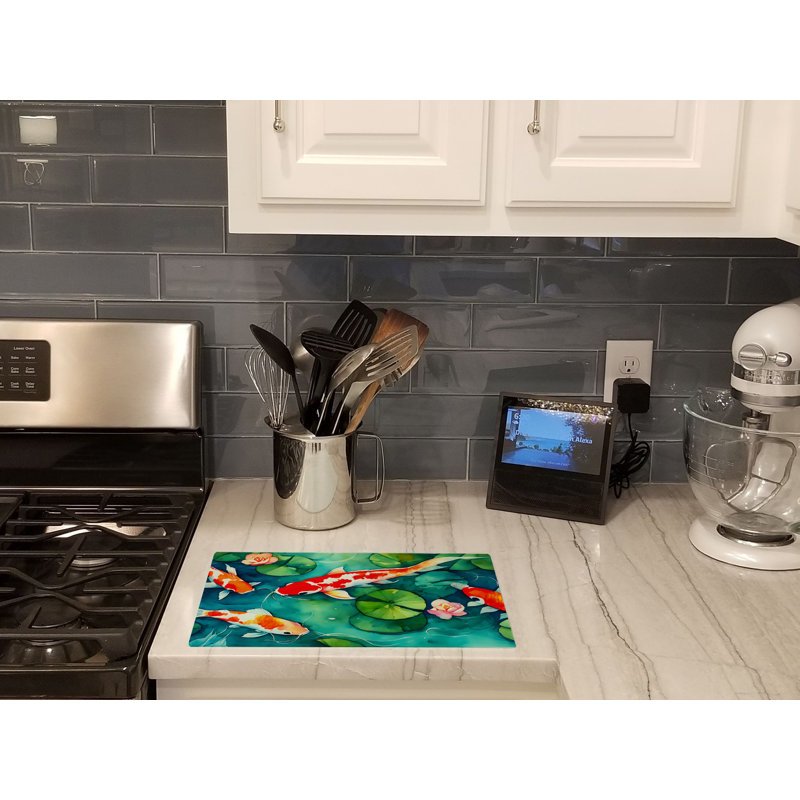 Koi Fish Glass Cutting Board Large