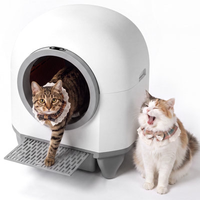 Self Cleaning Litter Box, 90 L Automatic Cat Litter Box for Multiple Cats with Safety Protection/App Control/Mat/1 Roll Garbage Bags