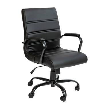 Edelfriede Faux Leather Office Chair with Steel Roller Base Wrought Studio Upholstery Color: Black
