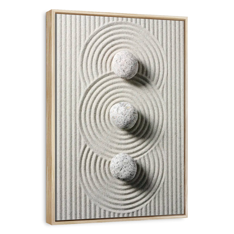 Trois pierres zen, Floating Frame Natural Wood, 13 po x 19 po