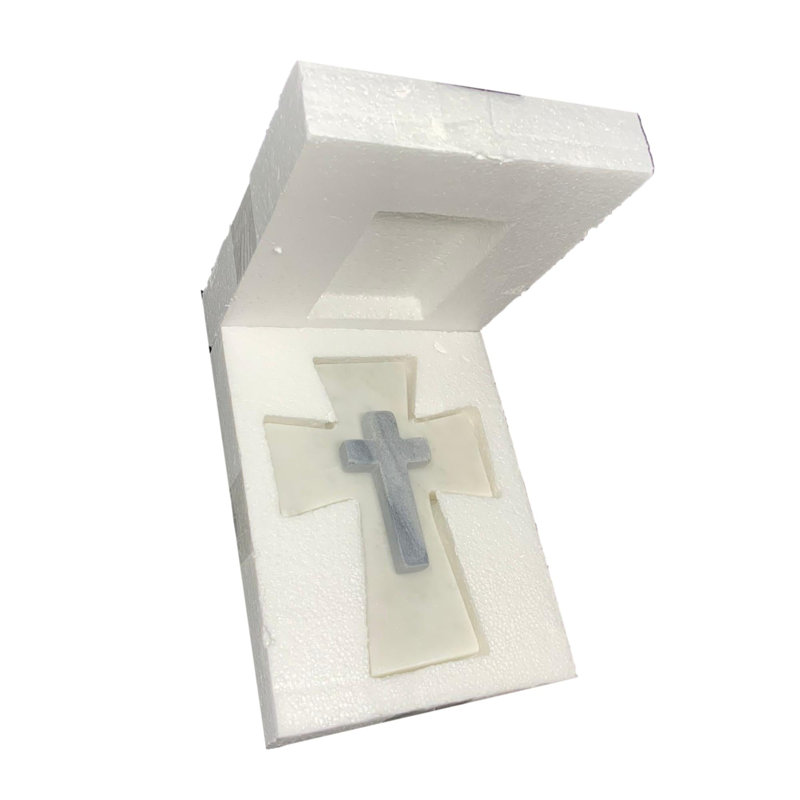 Croix de marbre St Bernard blanc noir