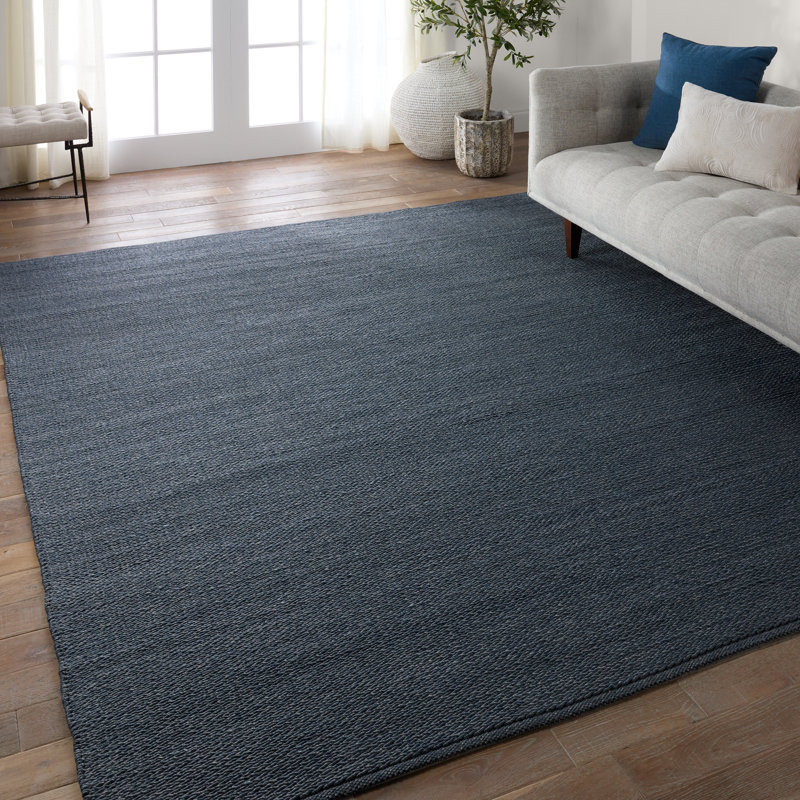 Rectangle Maverick Solid Color Hand Loomed Polyester/Polypropylene Indoor / Outdoor Area Rug in Blue, Rectangle 8' x 10'