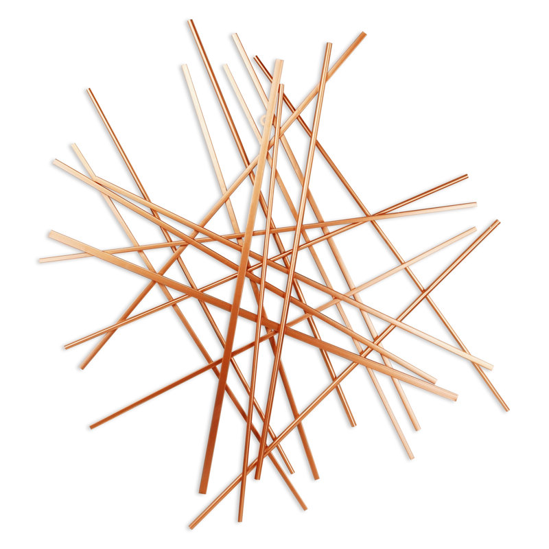 Handmade Modern Abstract Wall Decor on Metal, Rose Gold, 35" H x 33.5" W x 1.25" D