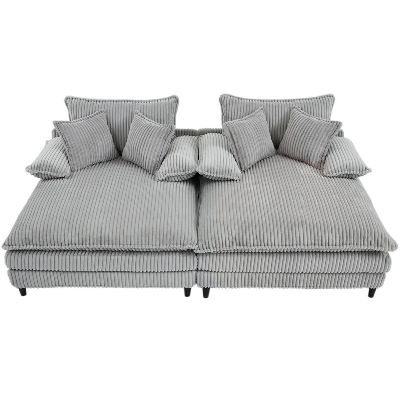 Méridienne surdimensionnée double l 109 po, Gris