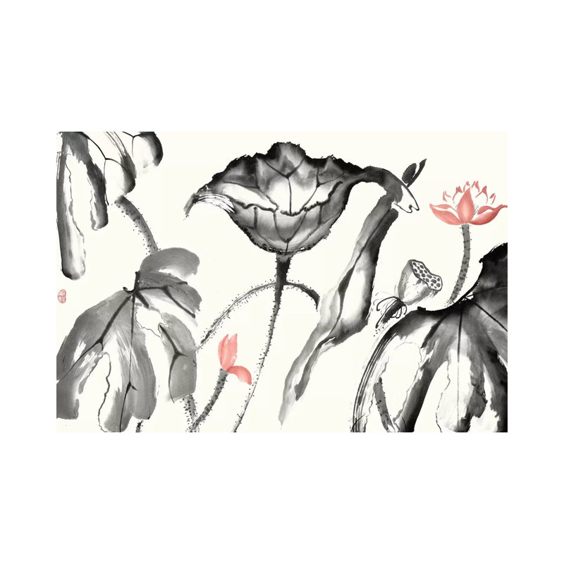 Lotus Study With Coral I by Nan Rae - Wrapped Canvas Painting, 152.5 cm H x 101.5 cm W