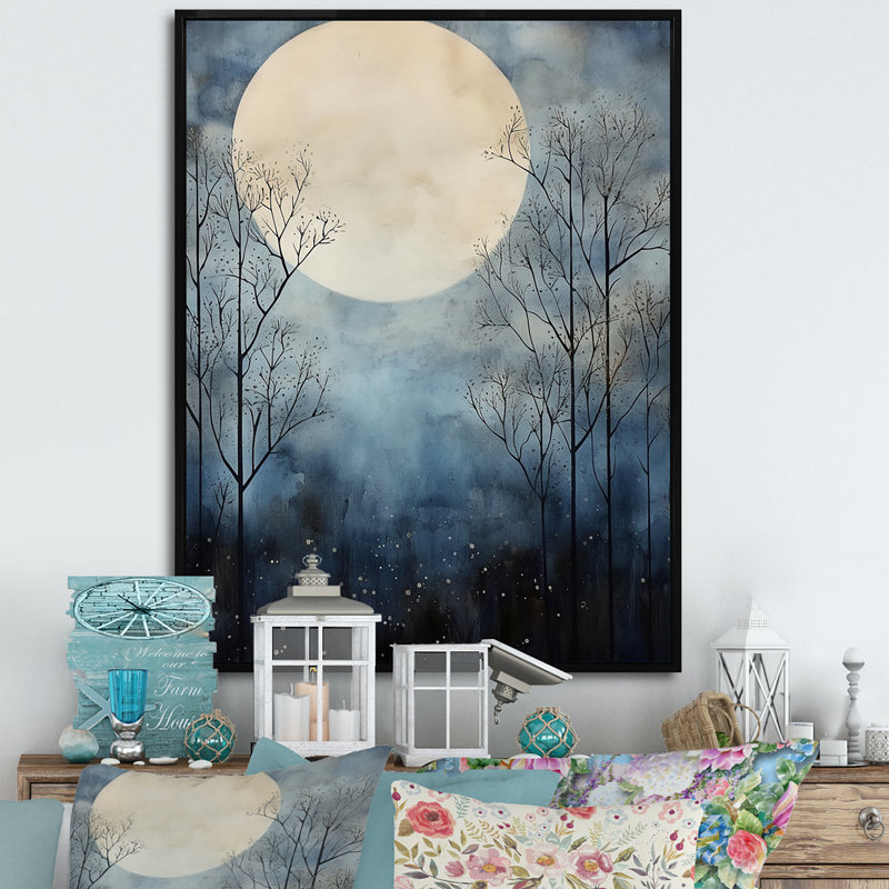 Magical Forest Moons Melody II sur impression sur toile, Cadre flottant noir, H 32 po x l 16 po x P 1 po
