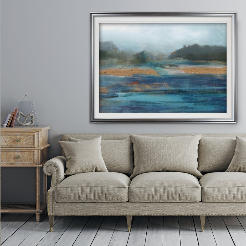 « cold spring », reproduction de peinture à l’huile, Cadre argenté, H 20 po x l 24 po x P 1,5 po