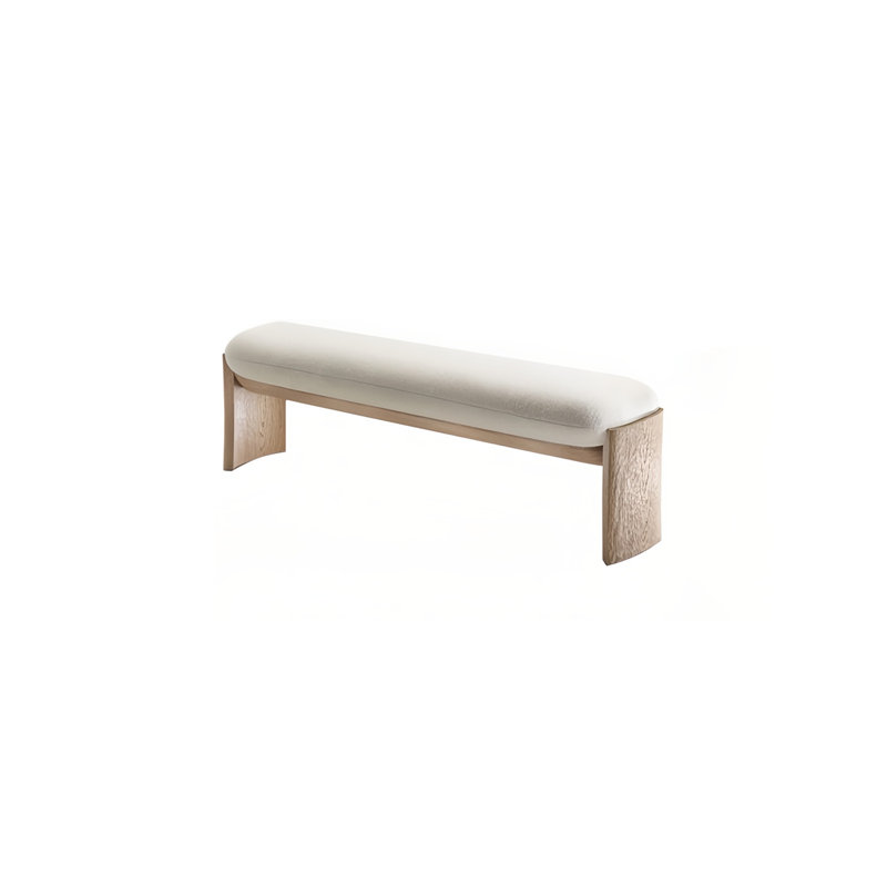 Banc rembourré en tissu, H 16,53 po x l 51,18 po x P 17,71 po, Brun clair