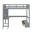 Lit mezzanine double avec bureau, lumière DEL et station de charge USB, banc de rangement avec 2 tiroirs-1058205818