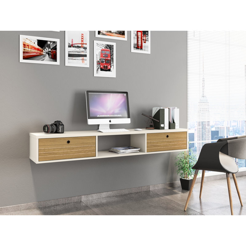 Oglethorpe Floating Desk, Off White/Cinnamon