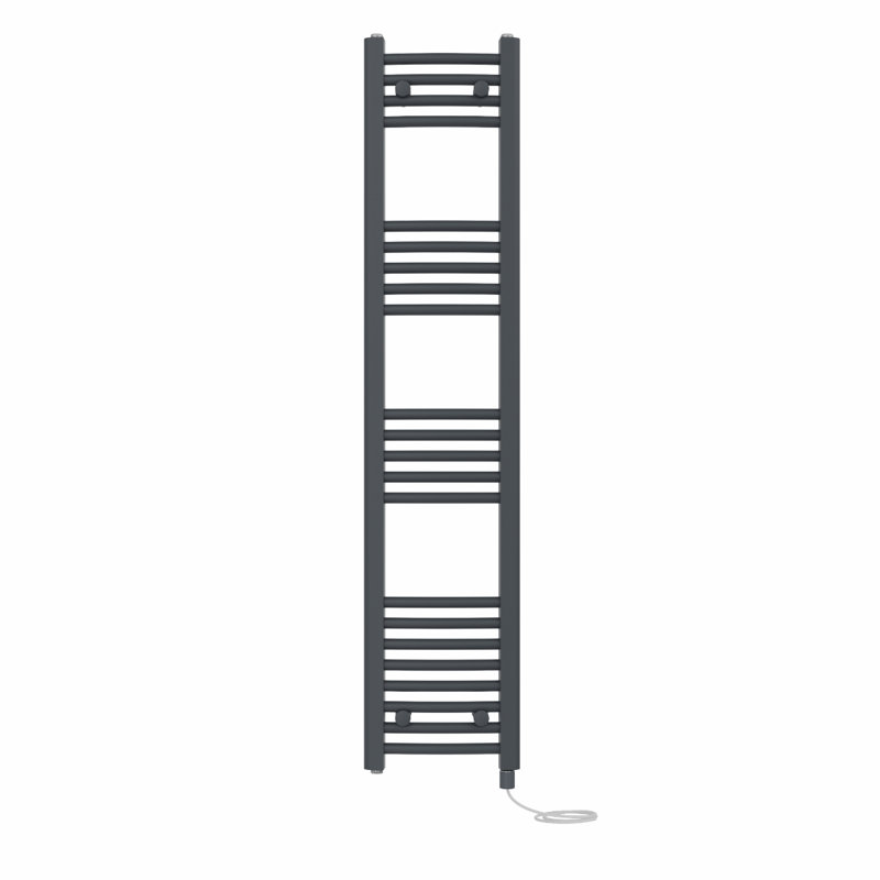 Cioffred Curved Towel Rail Heated Towel Rails, Anthracite, 140cm H x 30cm W x 3.4cm D