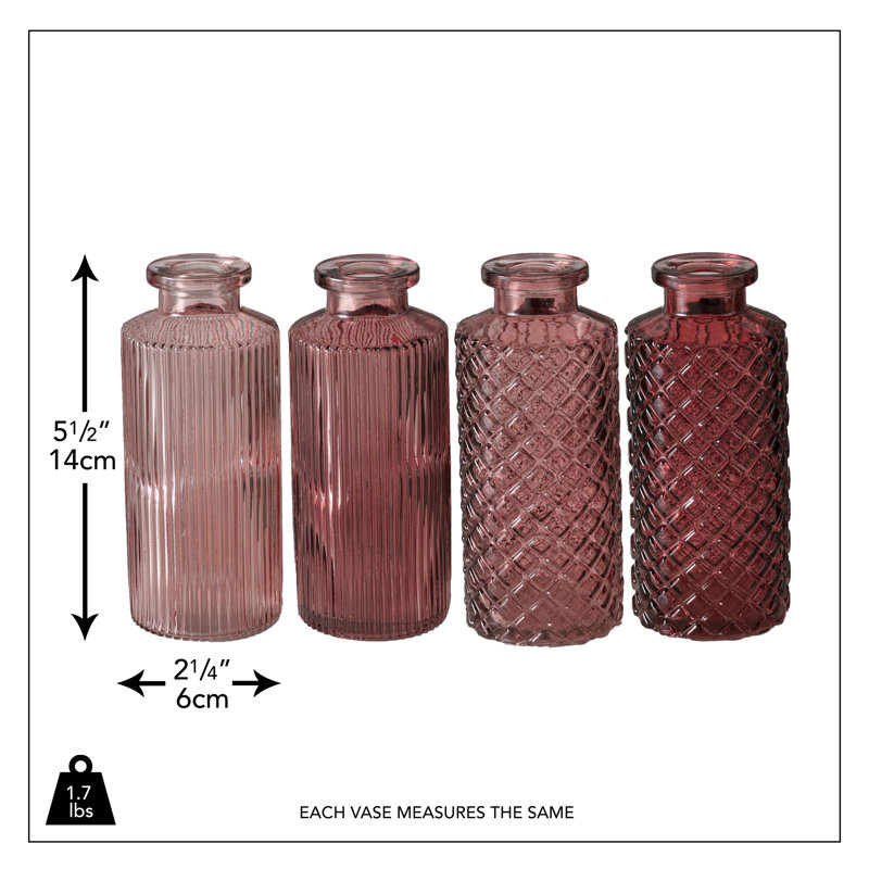 Ensemble de vases de table en verre 4 pièces Mathayus, Rouge