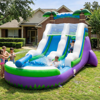 23 × 13 × 9 Ft Commercial Grade Inflatable Water Slide  with Removable Climbing Ladder and Splash Pool For Backyard kids  (Blower Included)