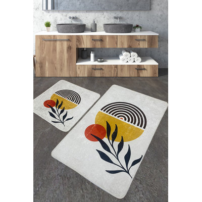 Luxurious Bathmat Set (2 Pieces) | Non-Slip Polyester, 23.6 x 39.4 inches & 19.7 x 23.6 inches | 700 g/m², 0.4 in Pile Height, Digital Print | Easy Care, Machine Washable, Perfect for Bathroom Comfort & Style