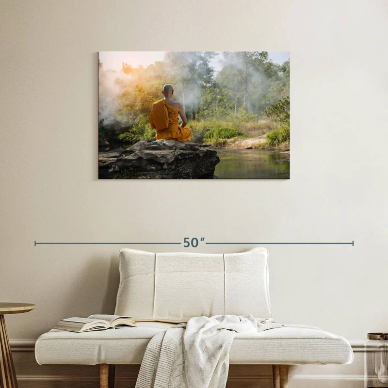 Moine bouddhiste Adella, méditation naturelle, H 24 po x l 36 po