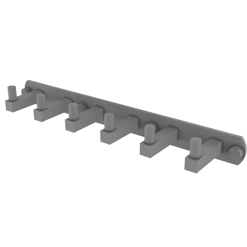 Haranu 6 Position Wall Mounted Hook Rack, Matte Gray