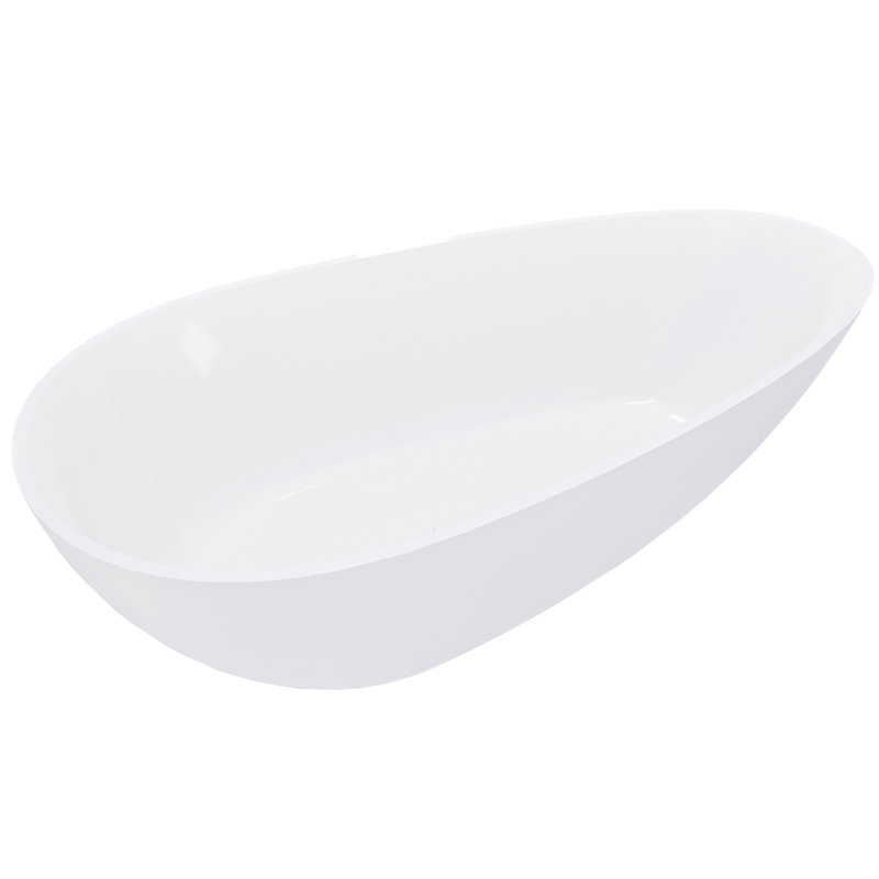 Glossy White 59" Freestanding Soaking Bathtub Made Of Solid Surface, Immersive Spa - Like Bathing, Ergonomic Design For Comfort, Leak Pop Up Drain Surface Bathtub, Luxury Handcrafted, Comfortable