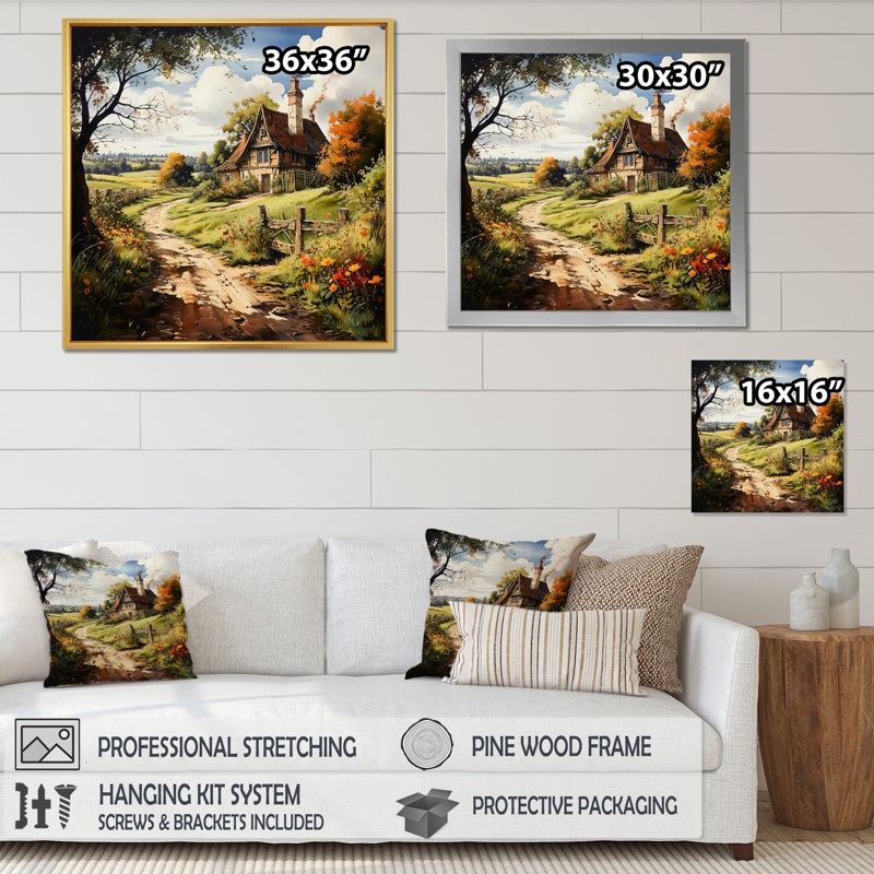 Countryside Rustic Farmhouse Summer II - Landscapes Canvas Prints, Cadre simple argenté, H 36 po x l 36 po x P 1,5 po