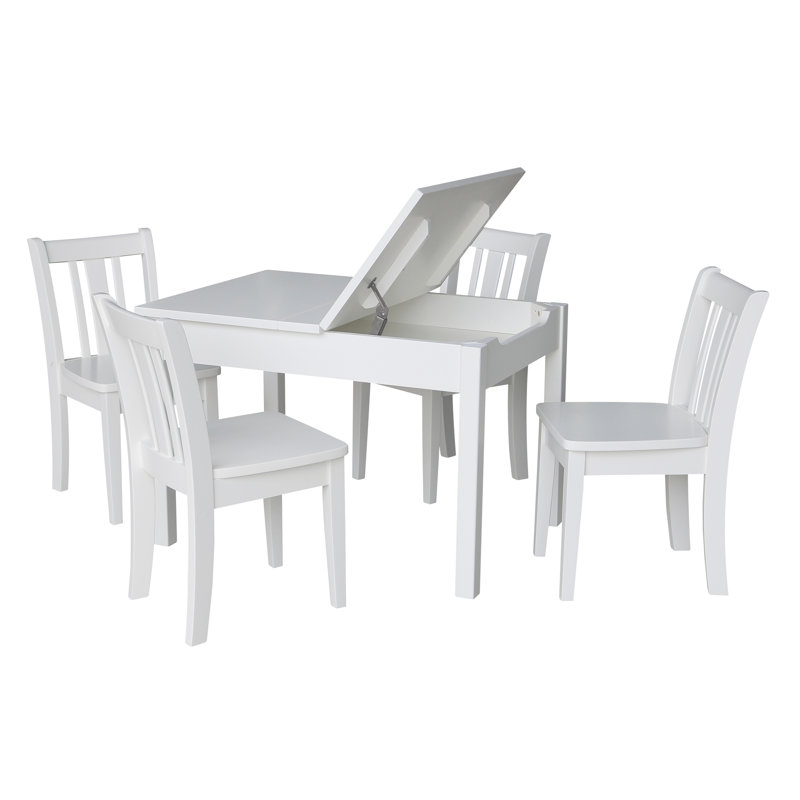 Charbel Kids Solid Wood Interactive Table and Chair Set, White