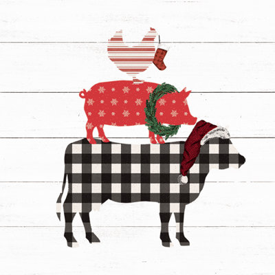 Christmas Stacked Farm Anima 1 Piece Wrapped Canvas Wall Art