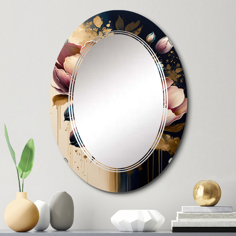Oramae Pink And Dark Purple Tulips II - Floral Tulip Wall Mirror, 30" x 20"