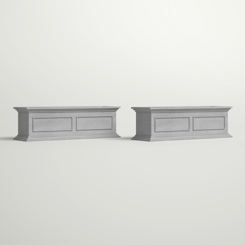 Abram 36" W Double Walled Window Box Planter with Drainage Holes, Gray, 2