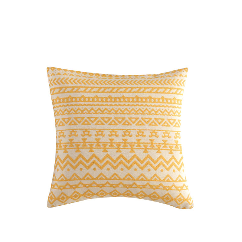 Housse et insert de coussin décoratif en coton, Moutarde / beige