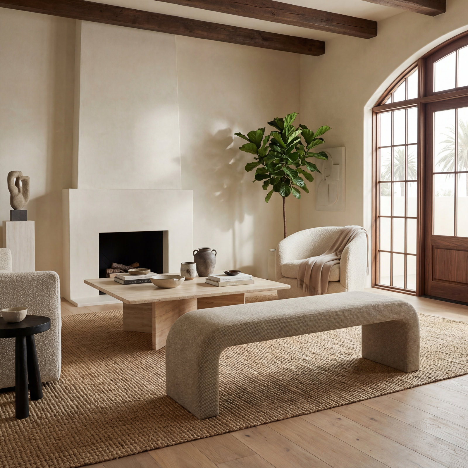 Daine 62" Linen Bedroom Bench, Brown Chenille