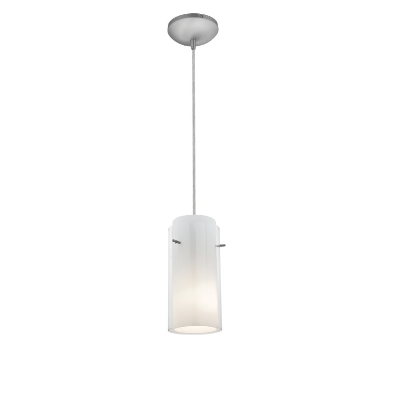 Clarksburg 1 - Light Single Pendant, Brushed Steel, Clear Opal