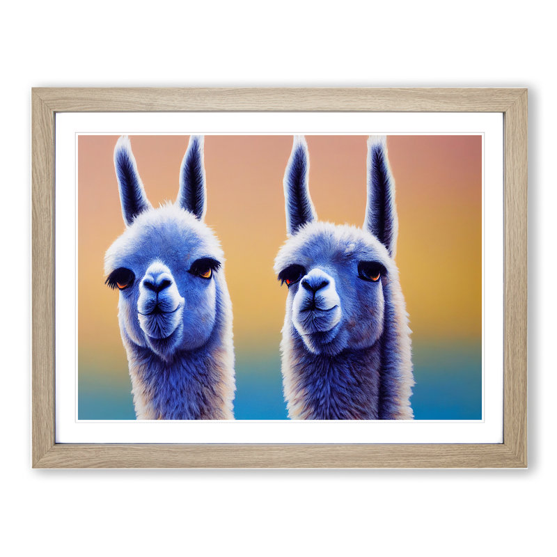 A Miraculous Llamas - Framed Print, 46cm H x 64cm W x 2cm D, Oak Framed