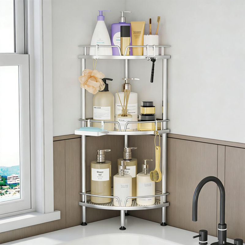 Support de support de douche en coin Consumest, Argent argent