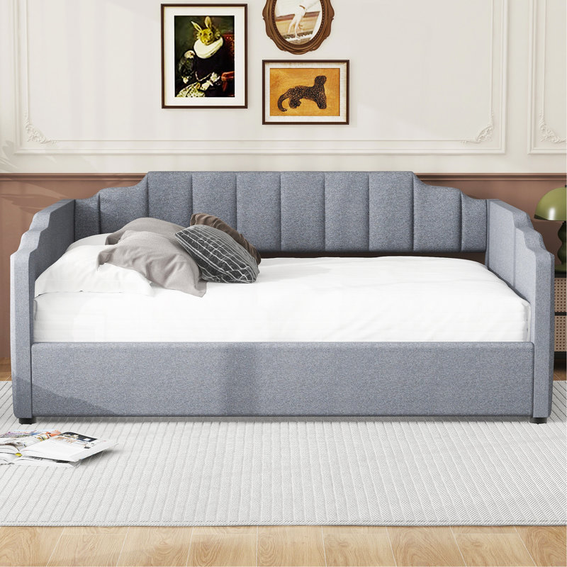 Upholstered Daybed With Underneath Storage, Gray, Full/Double