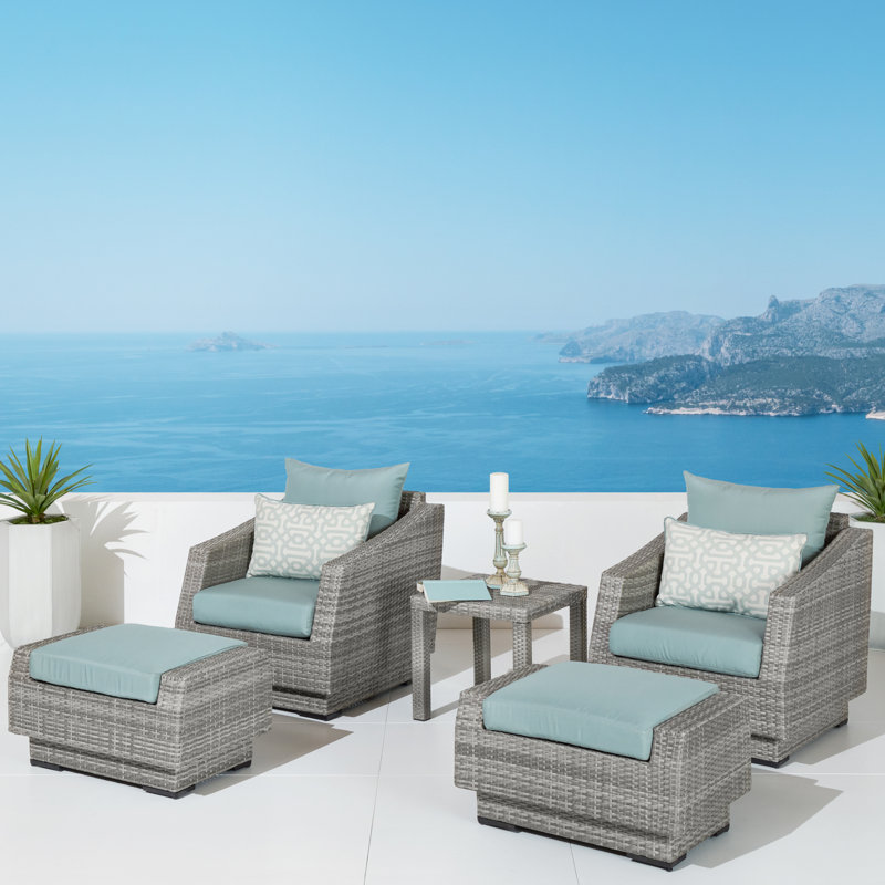 Cannes 5 Piece Club Seating Group with Cushions, Canvas Spa Sunbrella® Canvas