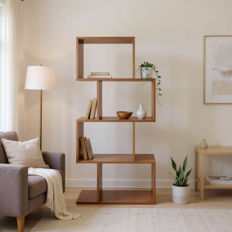 Arlyssa Geometric Bookcase, 4 Shelves (47" H x 22" W x 12" D)