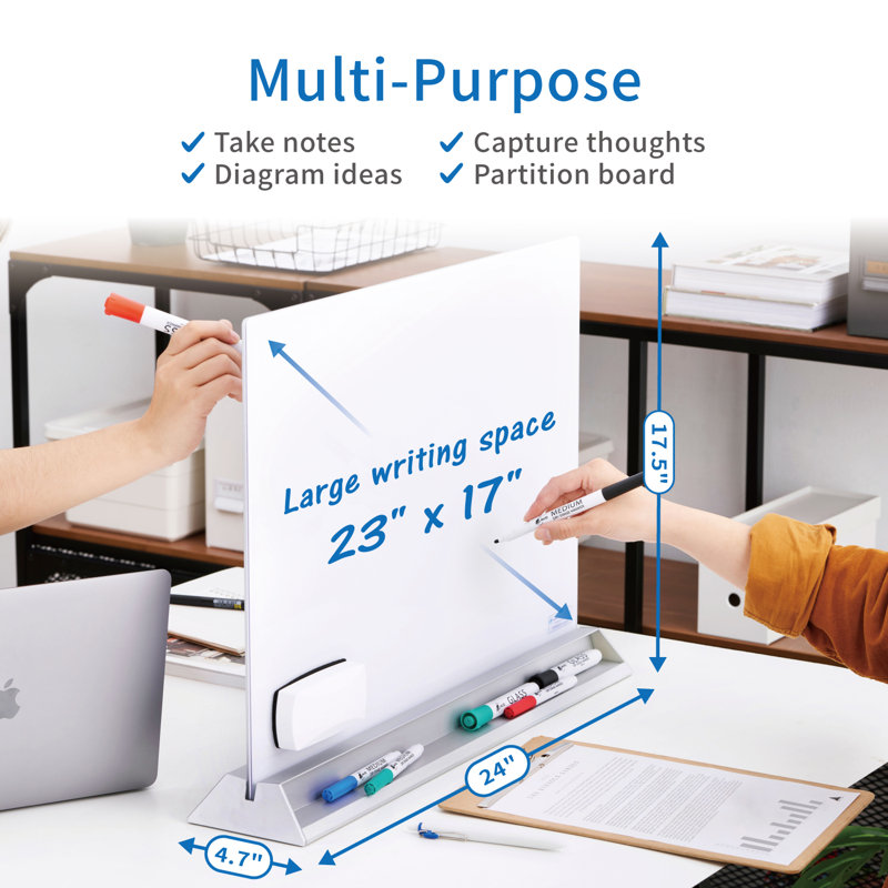 Panneau de verre audio-visuel réversible autoportant, Blanc