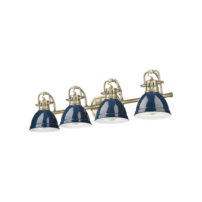 Ensemble de meuble-lavabo 4 lumières Brynnan, Bleu marine mat, Laiton vieilli