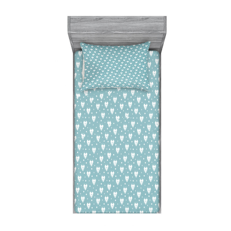 Scandinavian Microfiber Patterned Fitted Sheet, Twin Fitted Sheet with 1 Pillowcase