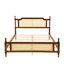 Grand lit en bois de pin avec tête et pied de lit en rotin, avec plateforme de lit rehaussée centrale, noyer-865141583-865141581