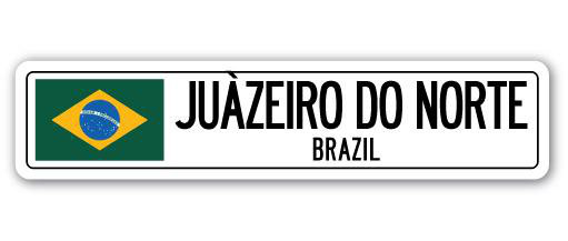 Plaque de rue en aluminium Juàzeiro Do Norte, drapeau du Brésil, H 7 po x l 30 po x P 1 po