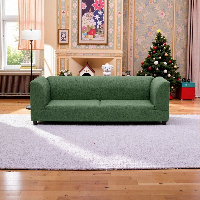 Canapé pour animaux 56,5 po rectangulaire pour chiens de taille moyenne / grande, structure en bois avec dossier et accoudoirs, coussin moelleux