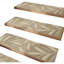 Tapis d'escalier pour marches en bois avec motif de feuille 3D, avec support en TPE, beige