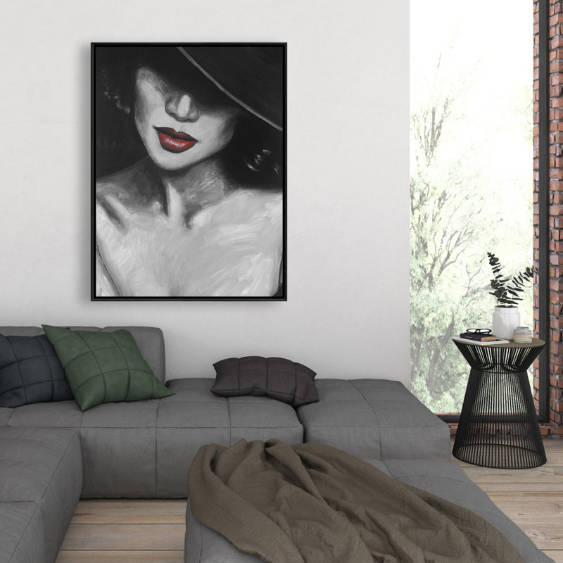 Mysterious Red Lips Lady, reproduction sur toile