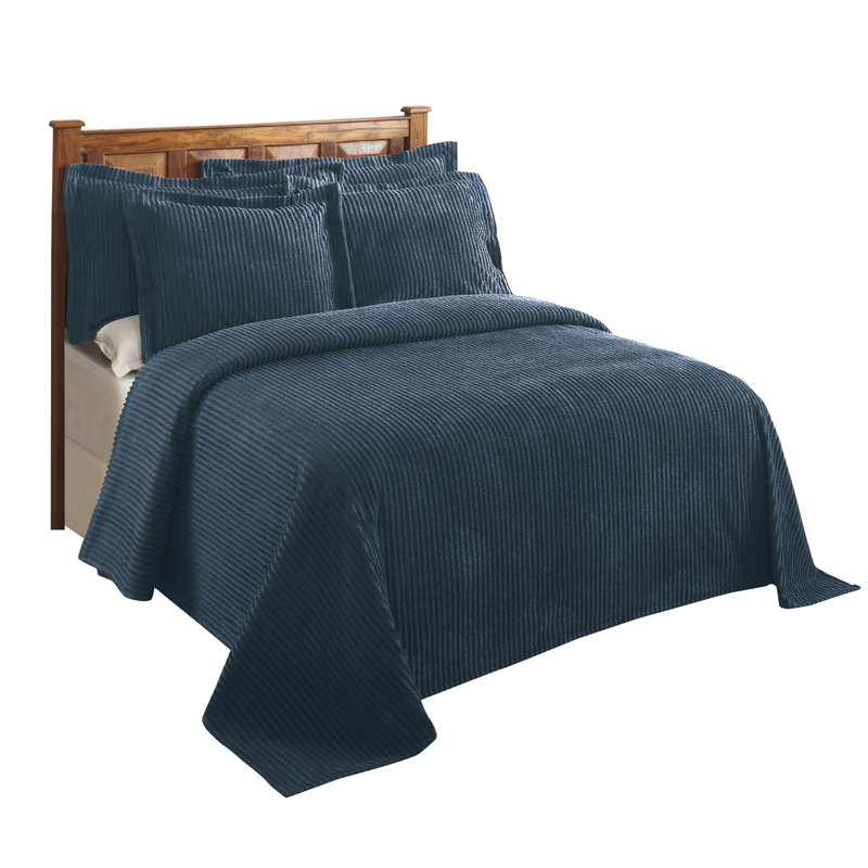 Jullian 100% Cotton Chenille Tufted Bedspread, Classic Stripe Design, Soft Breathable Coverlet, All-Season Machine Washable, OEKO-TEX Certified, Full/Double Size, Teal