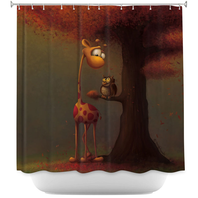 Rideau de douche simple automne giraffe