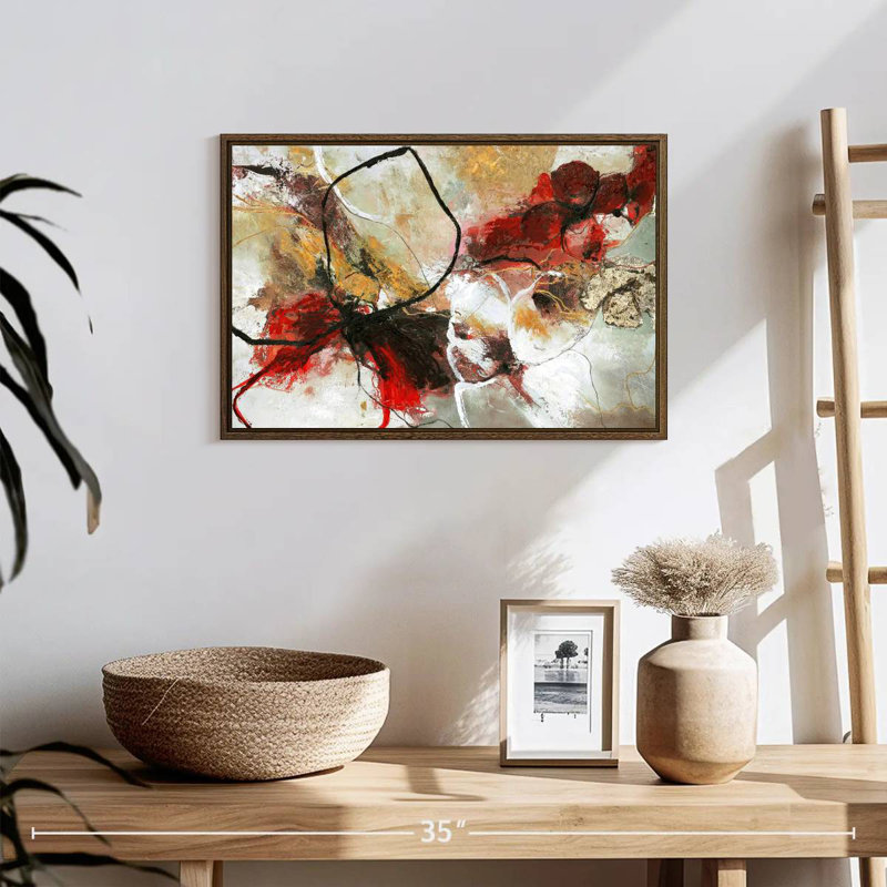 Fleur d'automne, 19 po x 13 po, Cadre flottant noyer